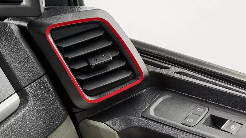 Air outlets with red accent frames